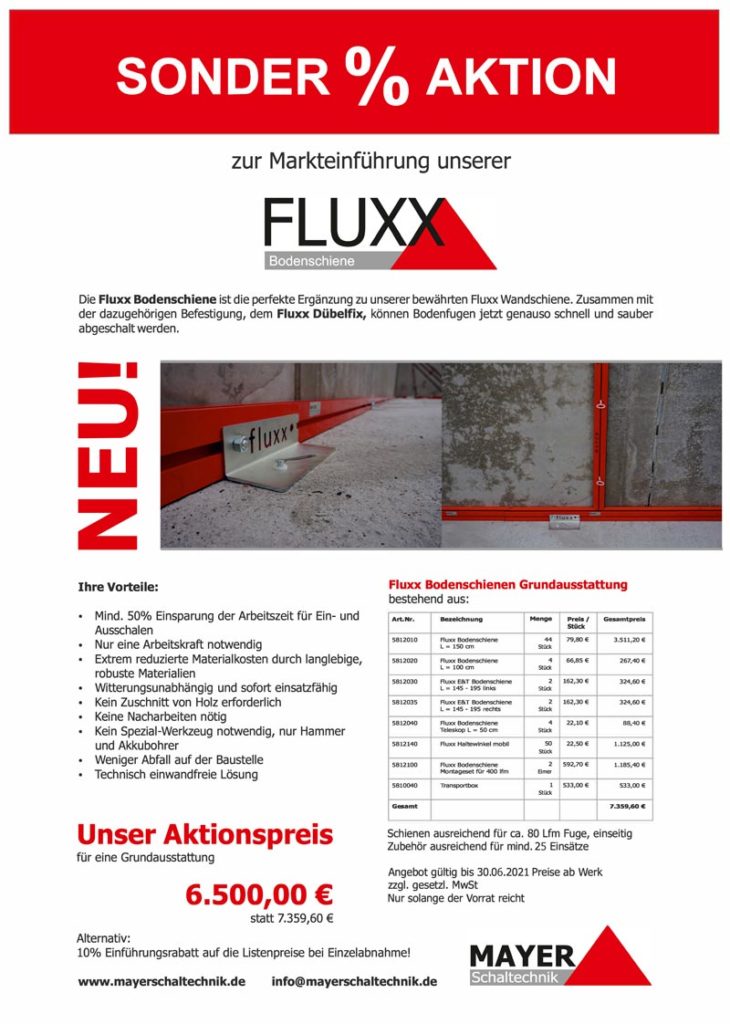 Fluxx Bodenschiene Sonderaktion | Mayer Schaltechnik
